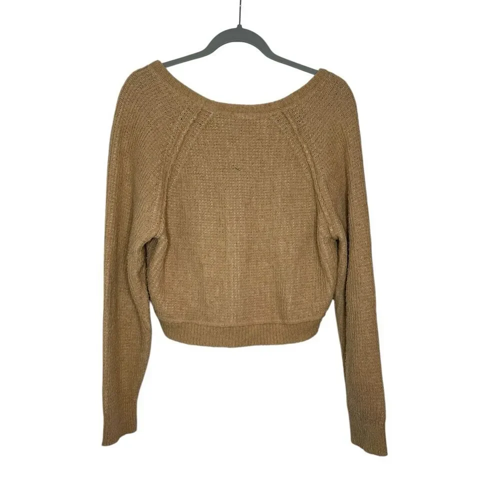 Free People‎ High-Low V-Neck Sweater in Camel Size XS